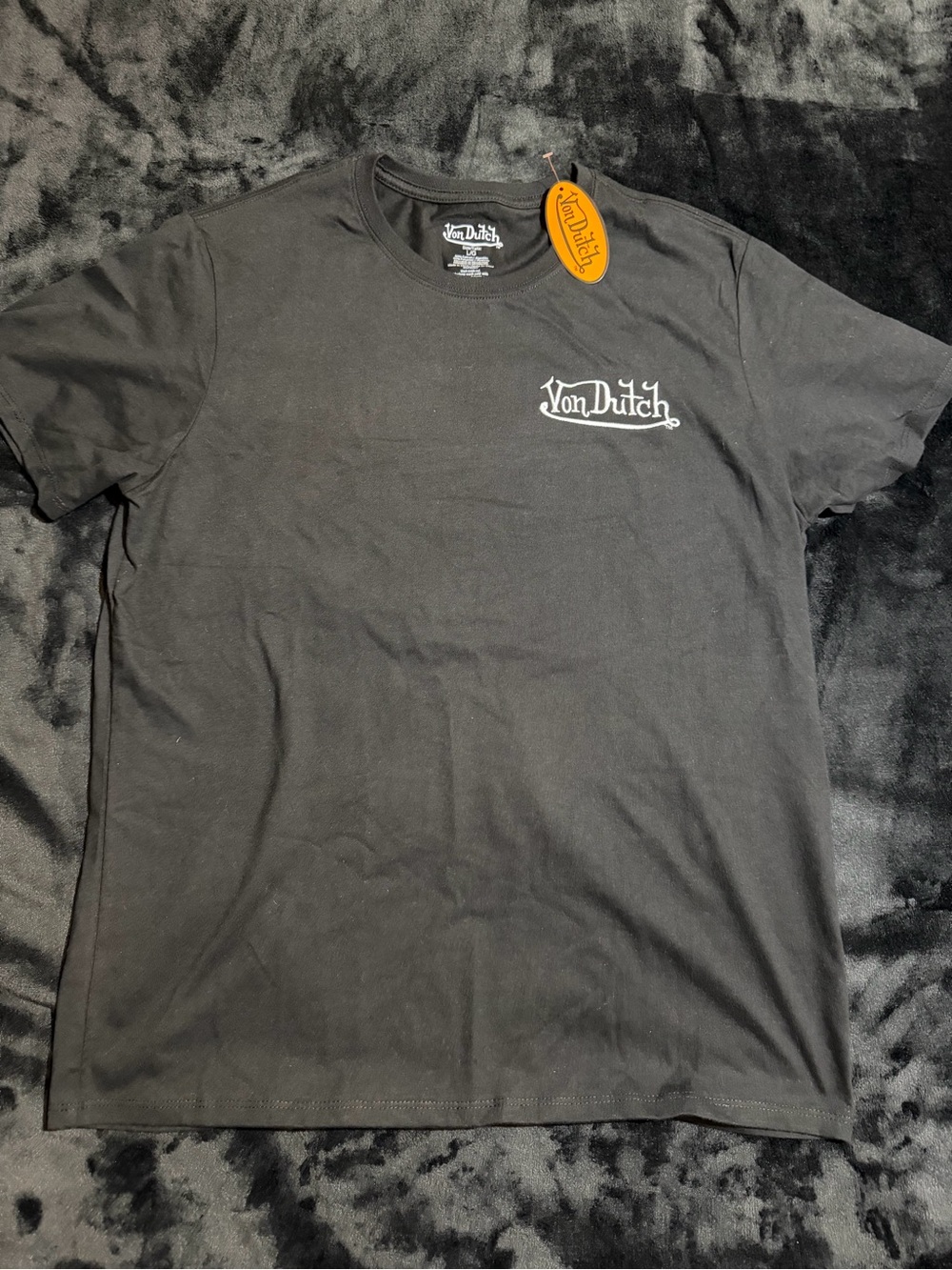 Von Dutch Men's Black Logo Crew Neck T-Shirt Large